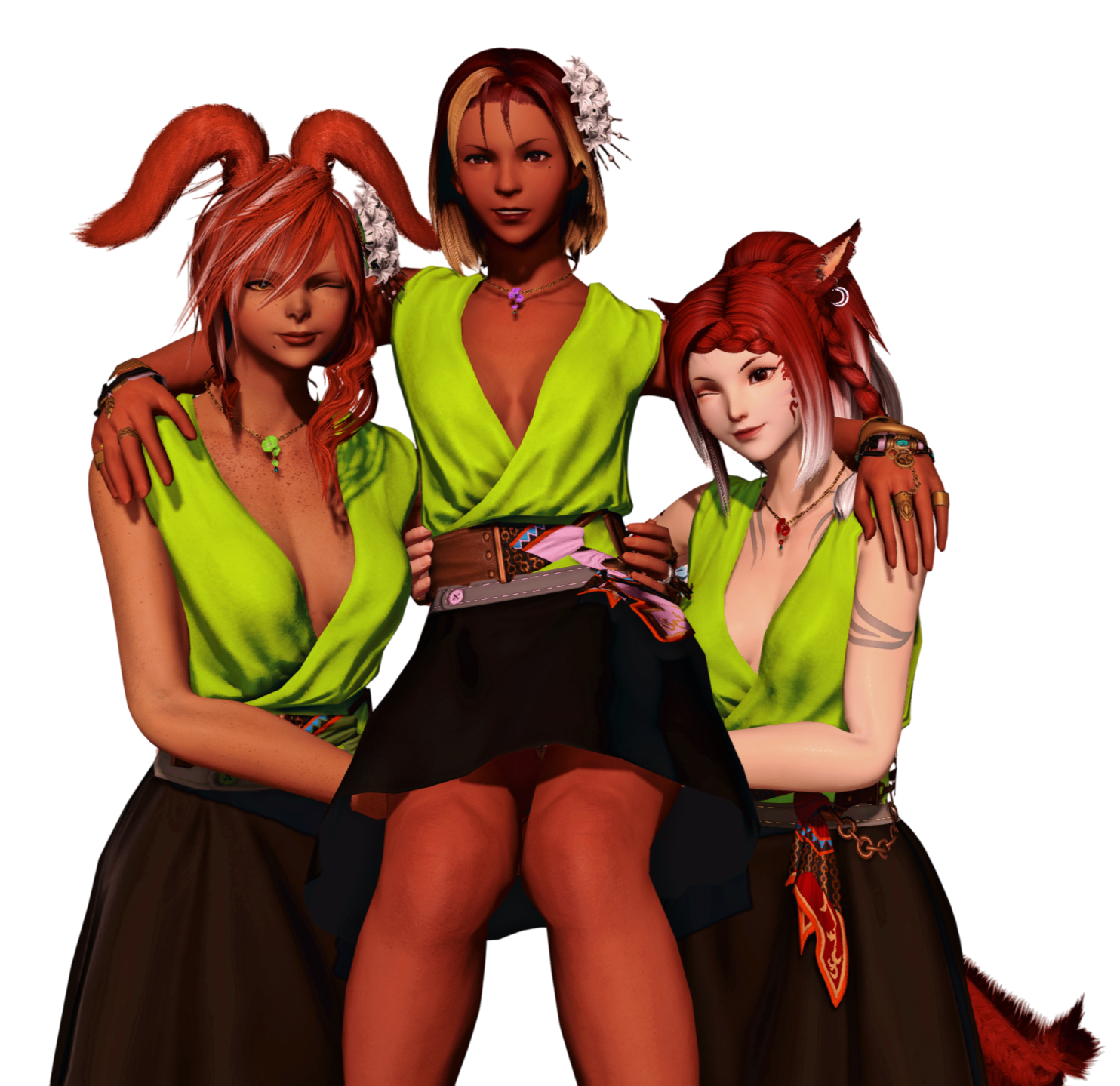 Tänzerinnen Gruppenbild Die Tänzerinnen von links nach rechts: Kiku Kitsune, Amalia Bell und Fabrina Suptari.